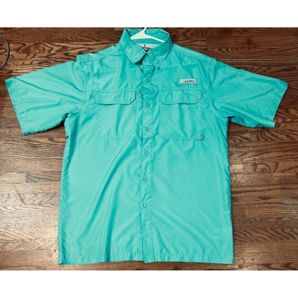 Habit Light Vented UPF 40+ Performance Turquoise Fishing Shirt Men's Medium